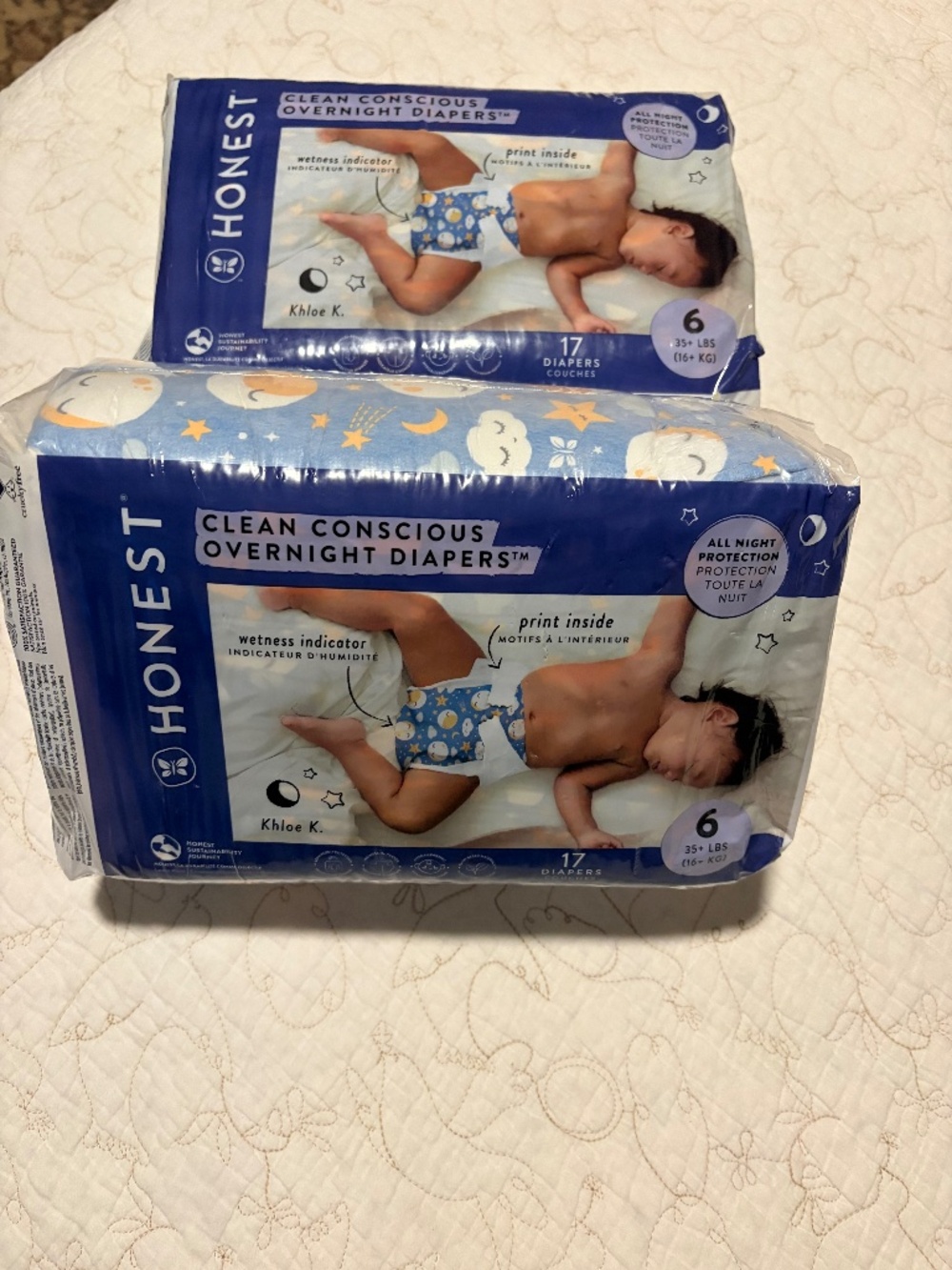 Honest Clean Conscious Overnight Diapers size 6 35# NWT 34 total